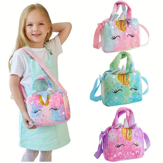 Bolsos de mano de unicornio a la moda para niñas, bolso de hombro tipo bandolera para chico, regalo de fiesta de cumpleaños para niños, Bolso pequeño para niña pequeña