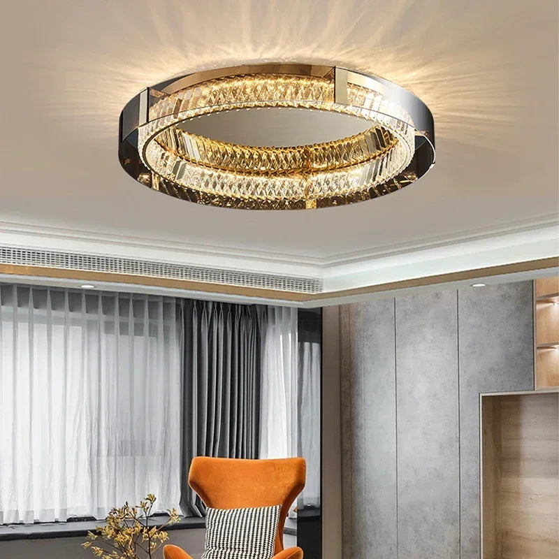Luces de techo de cristal, luces LED, candelabro de techo moderno, lámparas regulables de lujo, decoración de habitación, Plafonnier, decoración del hogar para dormitorio