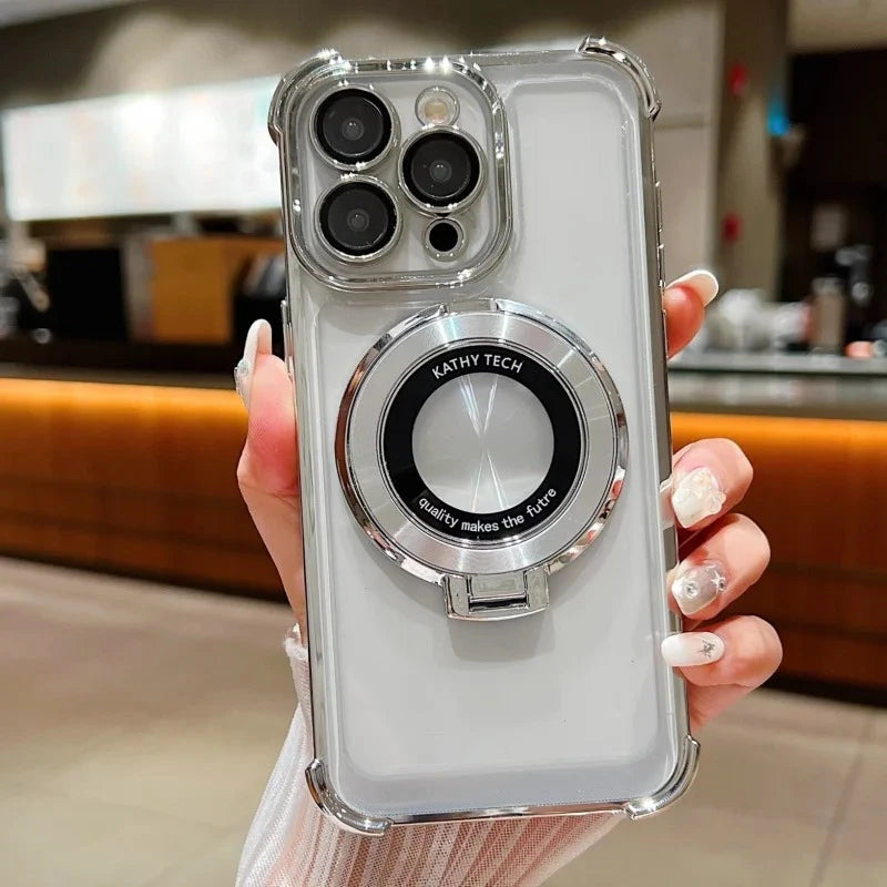 Para Realme 15 Pro 5G cuatro esquinas a prueba de golpes funda de teléfono de silicona para Realme15 14 Pro Plus soporte magnético transparente cubierta de TPU