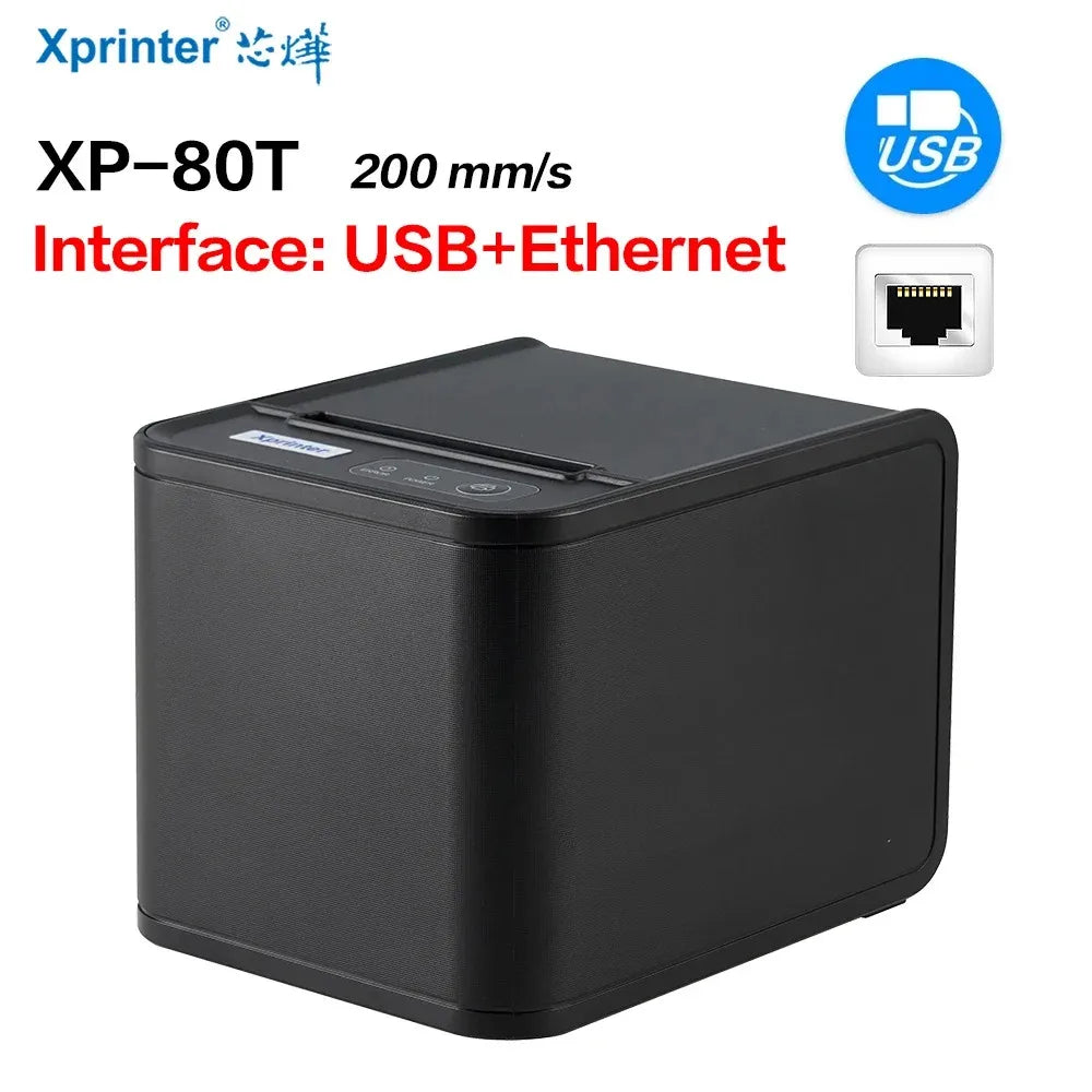 Impresora térmica de recibos Xprinter de 80mm con cortador automático velocidad de impresión de 200 mm/s con USB + Ethernet/Bluetooth/wifi XP-N160II 80T T80A