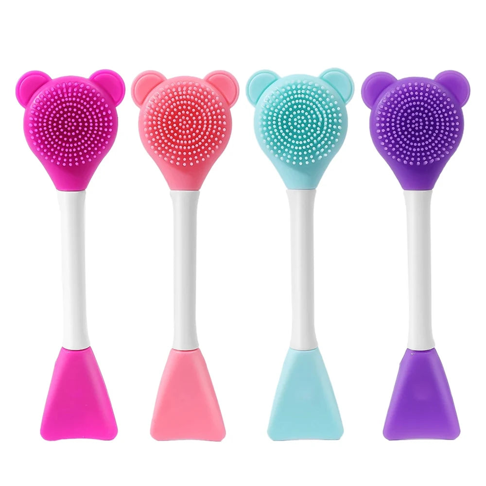 Cepillo para mascarilla Facial de doble cabezal, aplicador de silicona, cuchara, espátula, palo agitador, cuidado de limpieza Facial de la piel, herramientas de maquillaje para el hogar