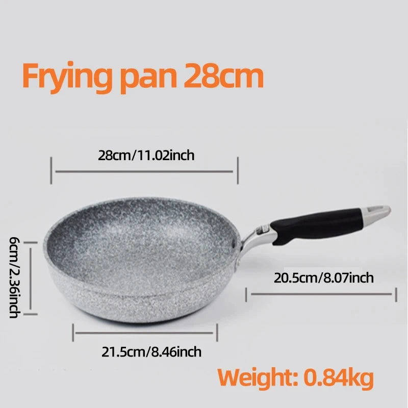 Sartén antiadherente de piedra duradera, sartén Wok, Caldero, Cocina de Inducción, sartenes, panqueques, huevo, estufa de Gas, hogar, 28 cm, 26 cm, 24 cm, 20cm