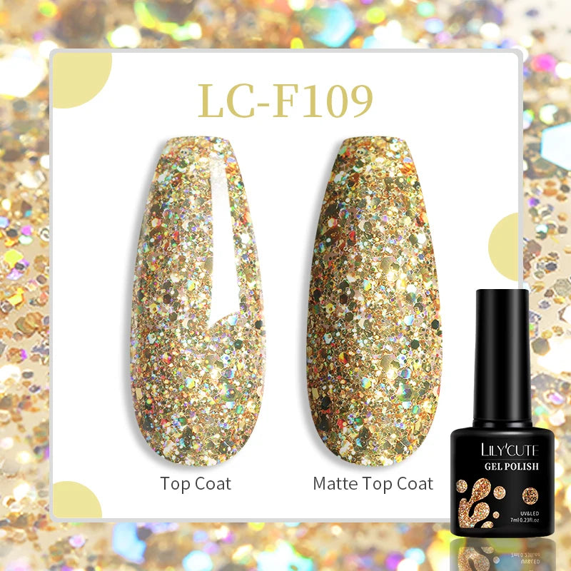 LILYCUTE-esmalte en Gel para uñas, barniz semipermanente para manicura, con LED UV, 129 colores, 7ML