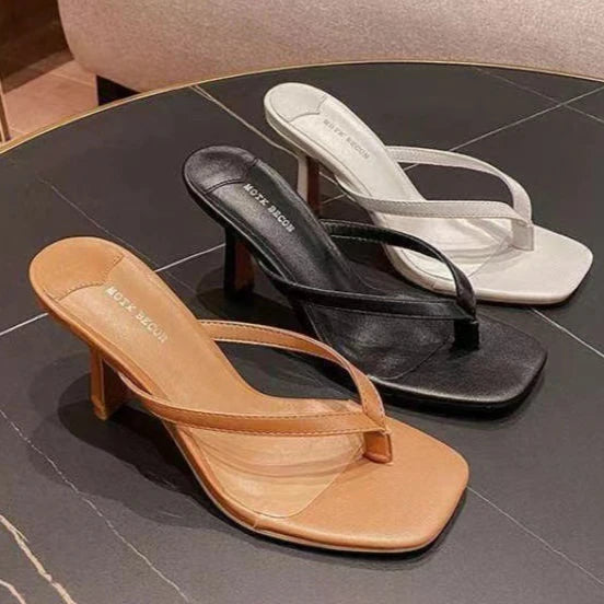 Sandalias De tacón a la moda para Mujer, zapatillas nobles con tacones y piernas delgados, Sandalias con punta cuadrada para verano, Sandalias De Mujer