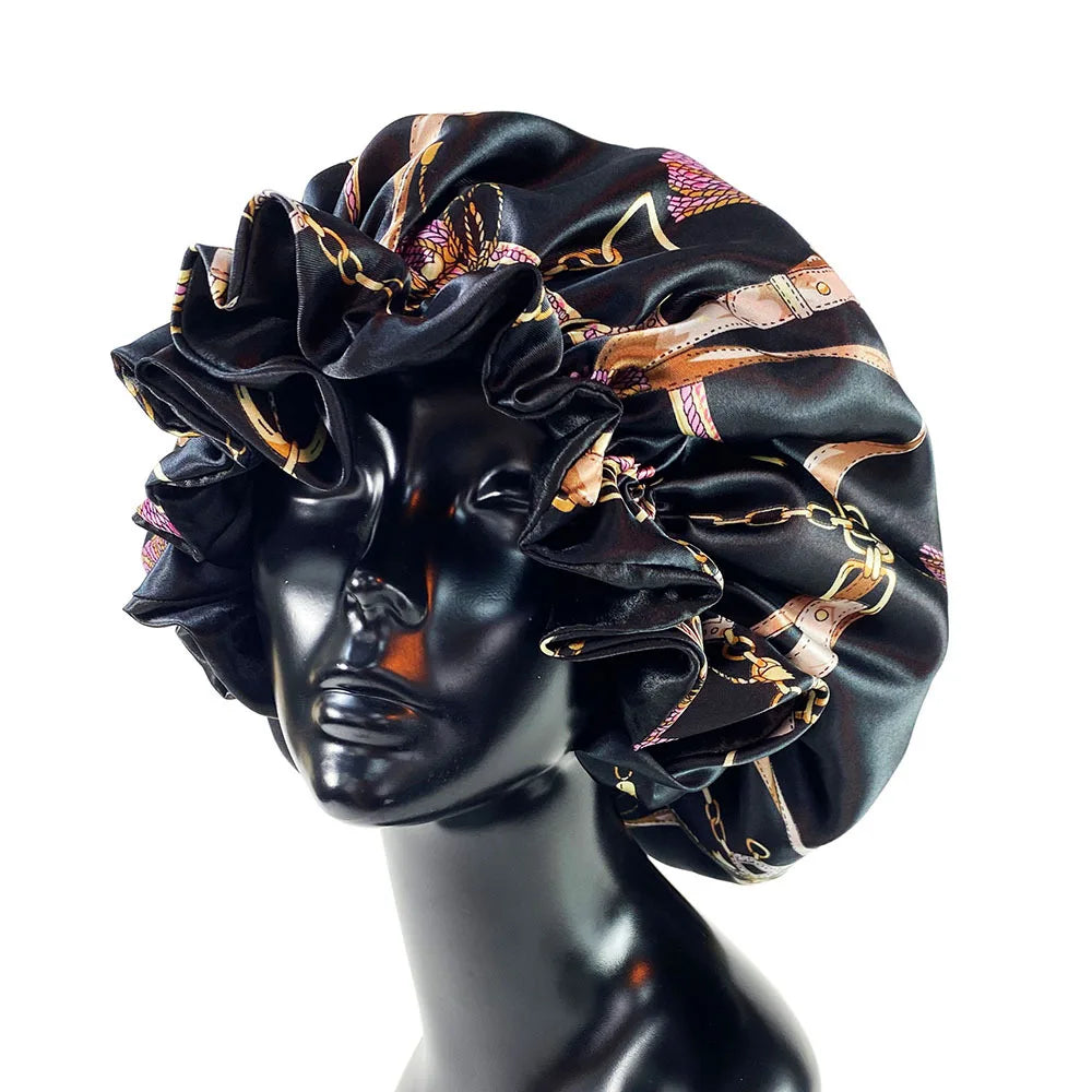 Nuevo Gorro de satén, gorro grande de satén forrado, gorro para dormir, gorro sedoso para dormir de noche, gorro para mujer, estilismo para el cabello