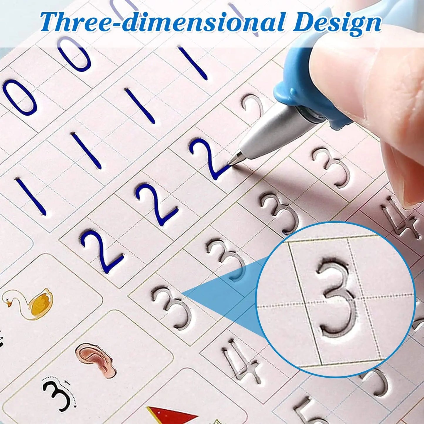 Juego de 4 Cuadernos de Práctica de Caligrafía Mágica Montessori en Español, Reutilizables, para Trazar el Alfabeto, Números, Matemáticas y Dibujo