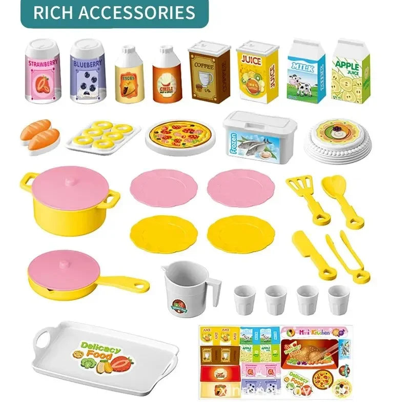 Mini juego de mostrador de cocina DIY, vajilla de comida de cocina simulada, juego de rol para casa, juego de simulación, juguete para regalo para chico y niño