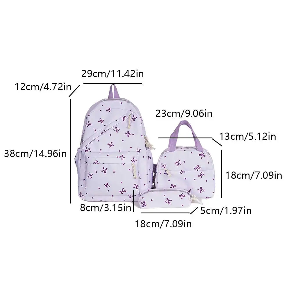 Mochila escolar universitaria con pajarita, 3 uds., con fiambrera, estuche para lápices, mochilas bonitas para niñas, conjunto de mochila escolar para chicas adolescentes