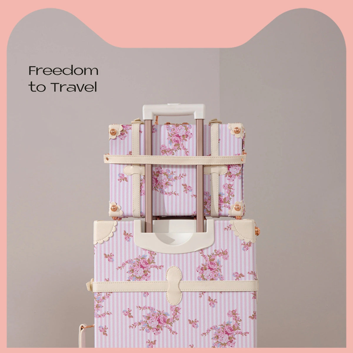 Nuevo Set de Maletas de Viaje Vintage para Mujer, Bolso de Mano, Maleta con Ruedas Universales, Diseño Floral Moderno, 20/22/24/26 Pulgadas