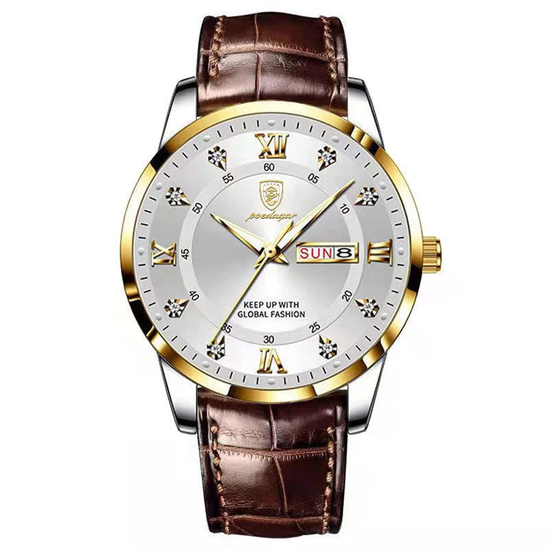 Reloj POEDAGAR Original de alta calidad para hombre, reloj de pulsera deportivo de cuero luminoso resistente al agua para hombre, relojes casuales elegantes de cuarzo para hombre