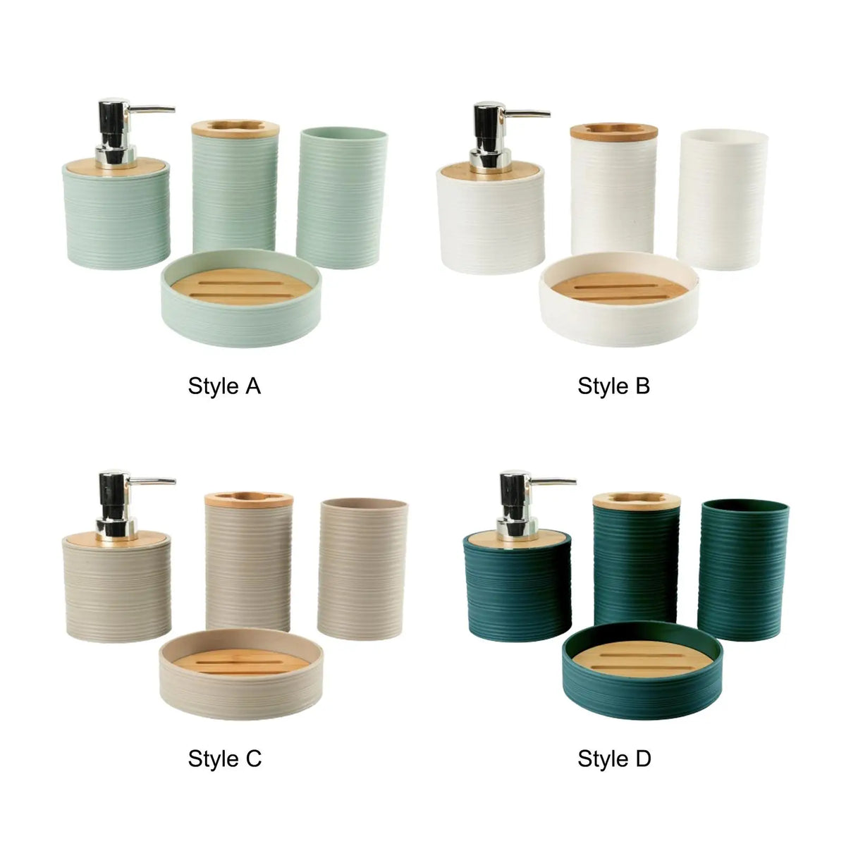 Suministros de baño de bambú para lavado de baño, estante de almacenamiento para el baño, juego de soporte para cepillos de dientes, taza para enjuague bucal, tocador, 4 Uds.