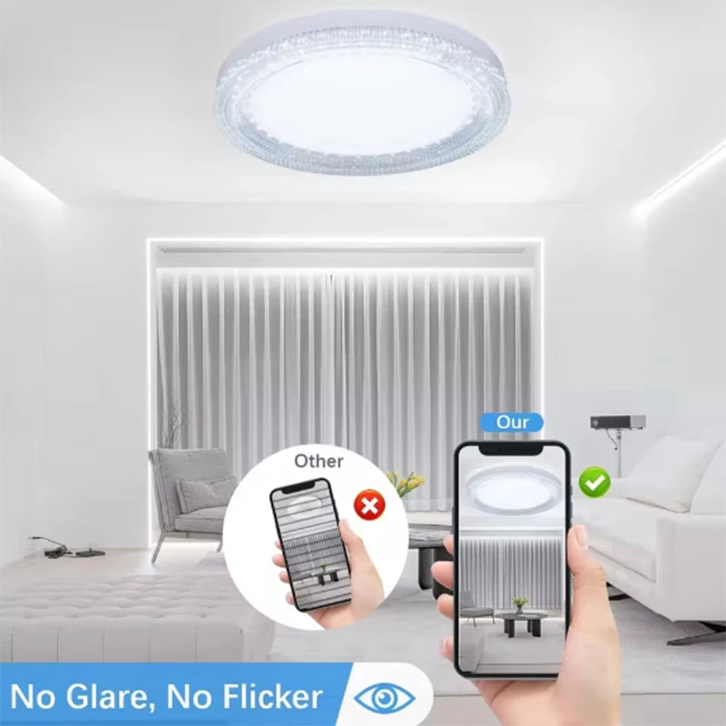 Lámpara de techo de cristal ultrafina moderna, lámpara redonda de techo para el hogar, blanco frío, adecuada para balcón, cocina, dormitorio, AC85-260V de luz