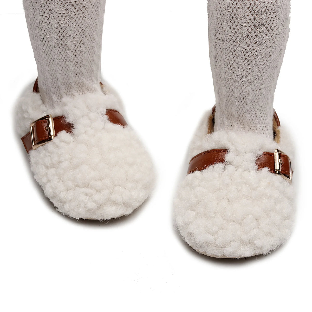 Zapatos para bebé recién nacido, calzado suave y cómodo para caminar, antideslizante para interiores, felpa cálida y gruesa para primeros pasos