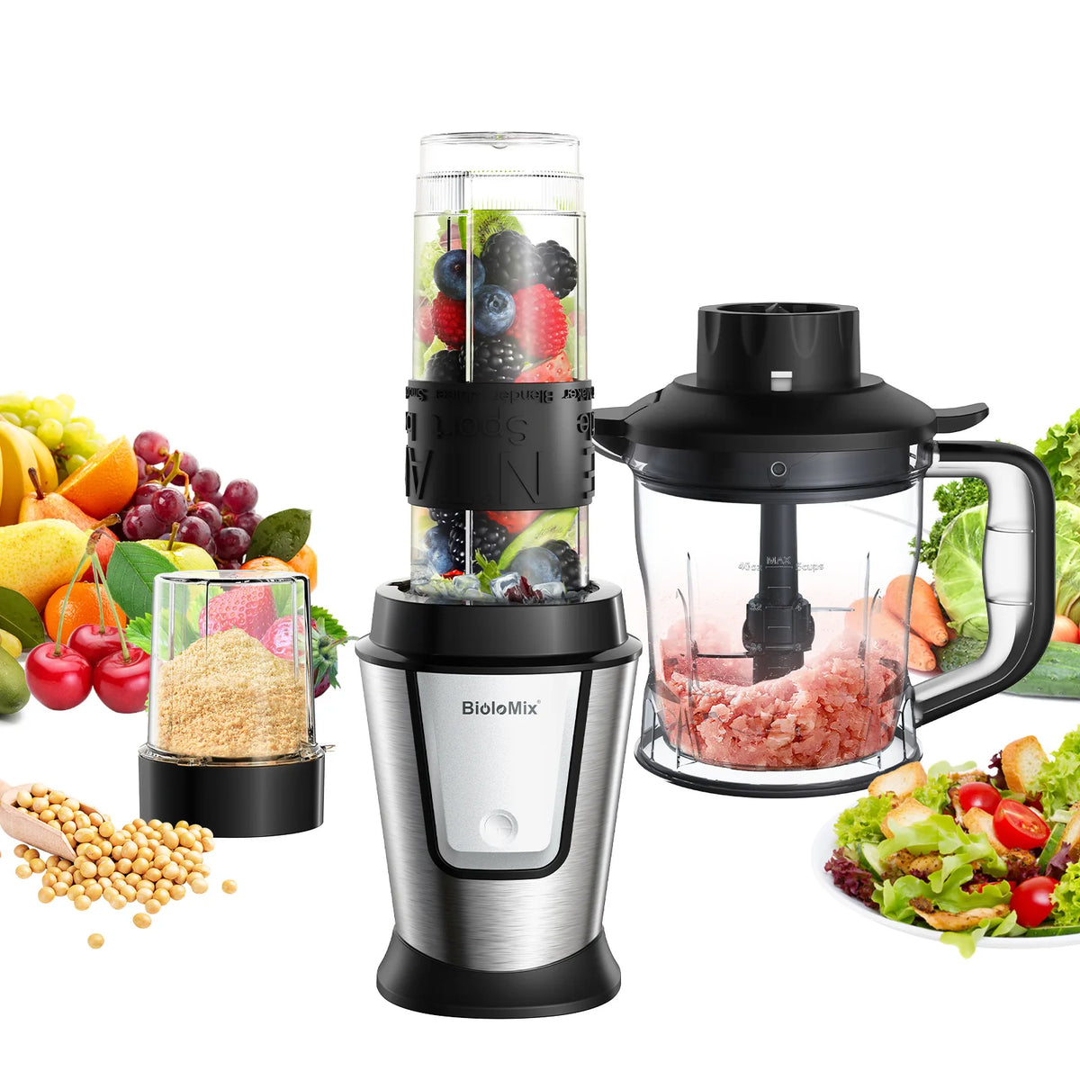 Mezclador eléctrico multifuncional para el hogar, exprimidor, palo de cocina, máquina de suplemento alimenticio, picadora de carne