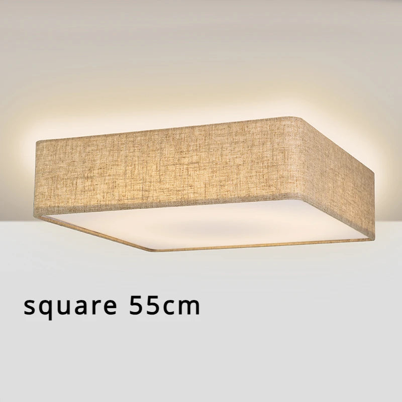 Lámpara de techo LED nórdica para sala de estar, candelabro de lino para dormitorio, cocina, pasillo moderno Simple, decoración de Loft, lámpara redonda