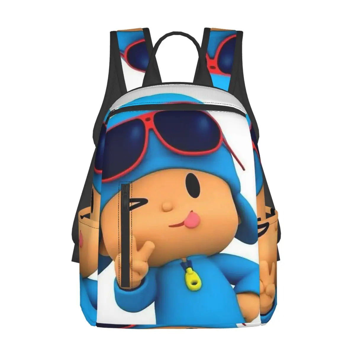 Mochila azul de dibujos animados de Pocoyo para niños, mochila de gran capacidad para niños, mochila escolar, bolsos de hombro para hombres y mujeres