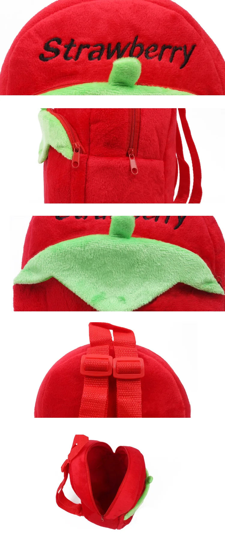 Bonita mochila de felpa de fresa para niños, Mini bolsas escolares de animales de dibujos animados, bolsa de dulces para niños, regalo para niños y niñas de 1 a 3 años