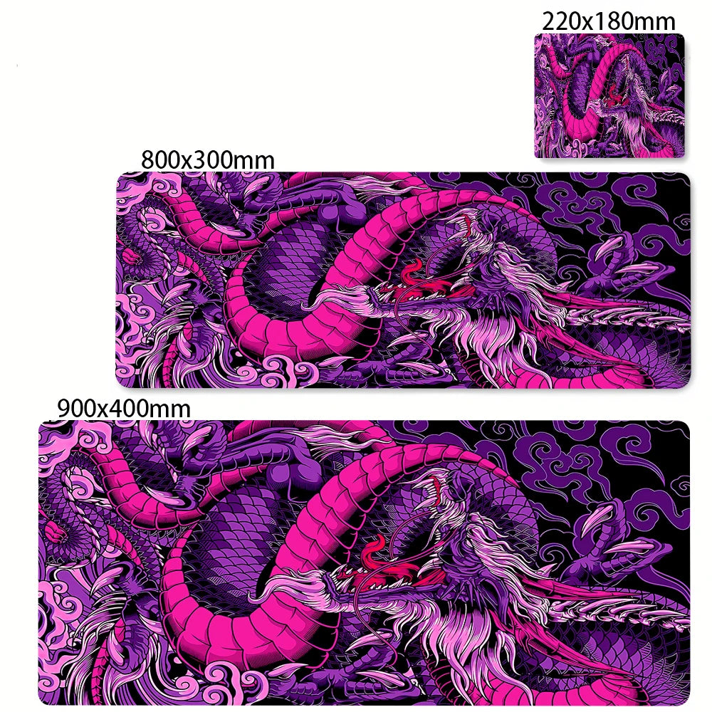 Alfombrilla grande para ratón de dragón blanco y negro, alfombrilla para ratón para juegos, Base de goma grande, alfombrilla para ratón, alfombrilla para escritorio púrpura, alfombrillas para ratón 400x900