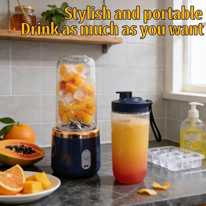Licuadora Eléctrica Portátil de 6 Cuchillas, Máquina para Hacer Jugos y Smoothies, Trituradora de Hielo, Procesador de Alimentos Personal para Bebidas Frescas