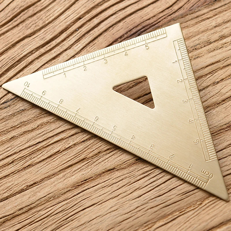 Reglas rectas de latón Retro, regla triangular de Metal de centímetros y pulgadas, transportador, herramienta de medición de papelería, suministros escolares y de oficina
