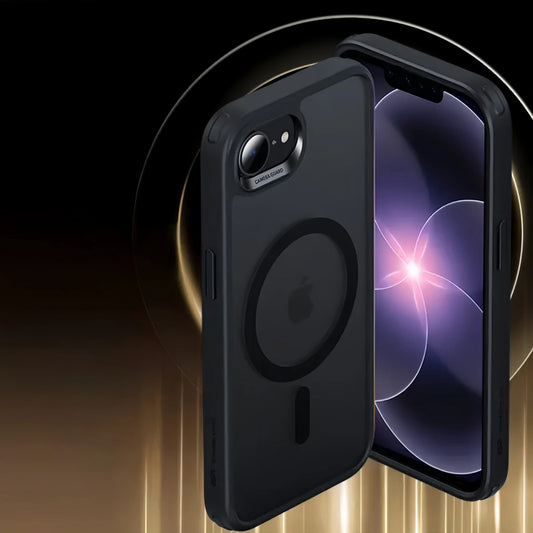Funda para iPhone 17e/16e con Magnético, Translúcida, Mate, Antigolpes y Protectora - Negra