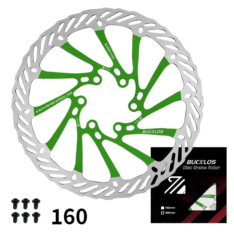 BUCKLOS-Rotor de freno de disco hidráulico ultraligero para bicicleta de montaña, disco de freno de bicicleta de carreras de carretera de montaña de 160/180/203mm con 6 pernos gratis