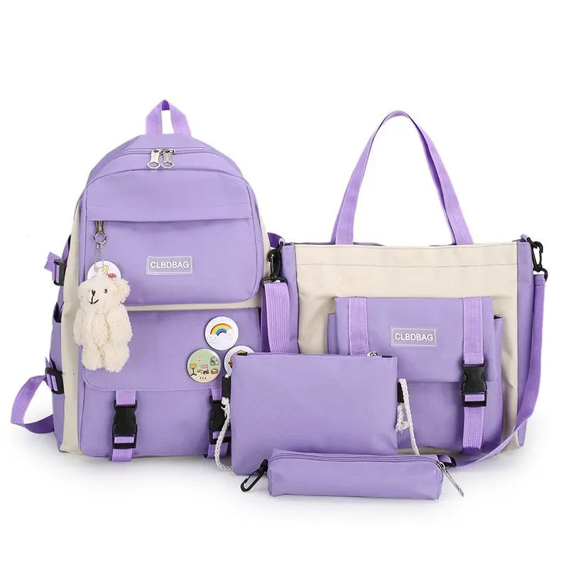 Mochila escolar Kawaii para niños y niñas, conjunto de 4 piezas, mochilas escolares para adolescentes y niñas