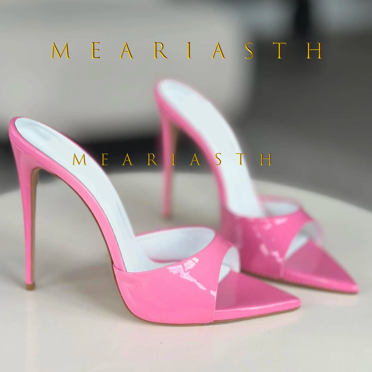 2025 Peep Toe Sexy verano mujer mulas bombas sandalias elegante súper fino tacones altos mula Oficina señora zapatos de fiesta zapatillas sandalias