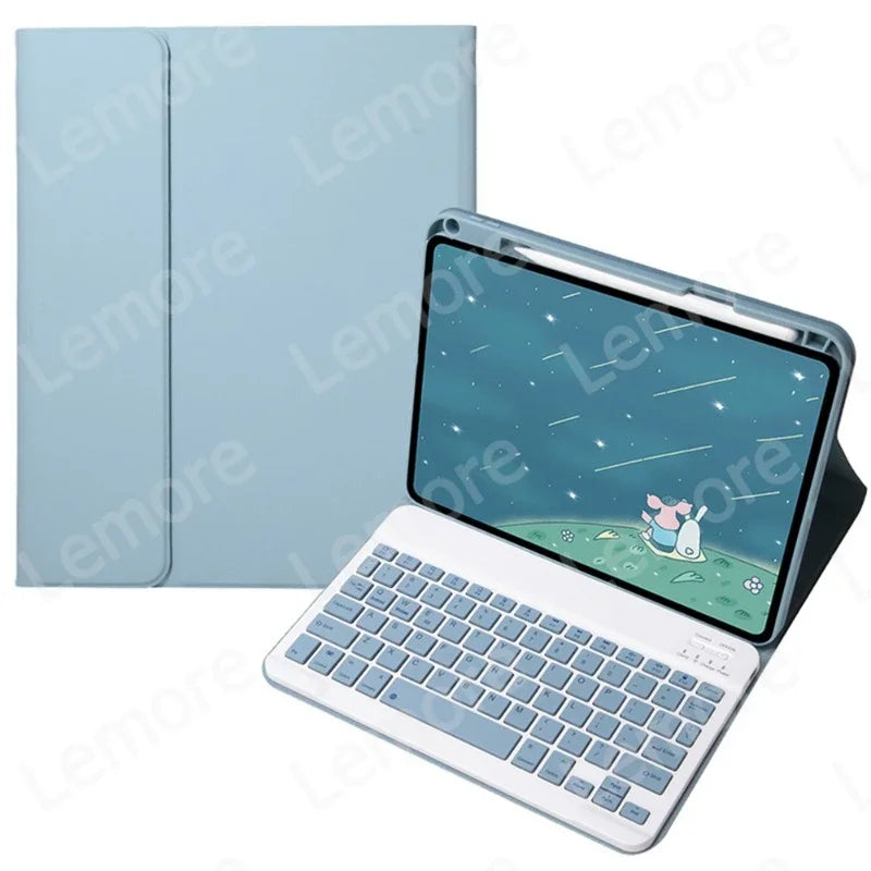 Funda con teclado para Xiaomi Redmi Pad 2 2025, funda con soporte de 11 pulgadas con ranura para lápiz, teclado español, portugués, ruso y inglés