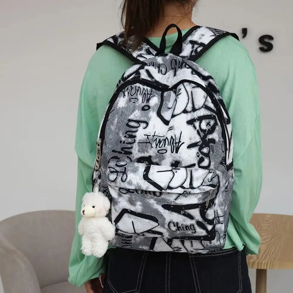 Mochila escolar para estudiantes con grafiti de gran capacidad, mochila informal de moda para mujer, mochilas escolares bonitas de dibujos animados para ir al trabajo en niñas
