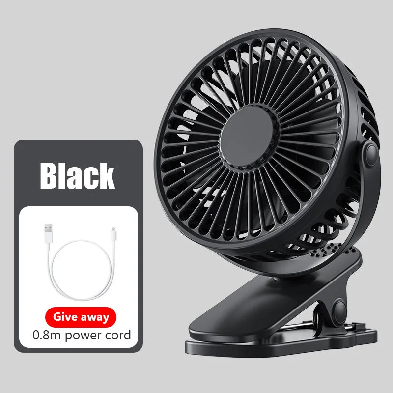 Ventilador de escritorio con clip Mini ventilador de escritorio de refrigeración USB silencioso de 3 velocidades 360 °   Gire los ventiladores eléctricos portátiles del clip del ventilador para el refrigerador de aire de