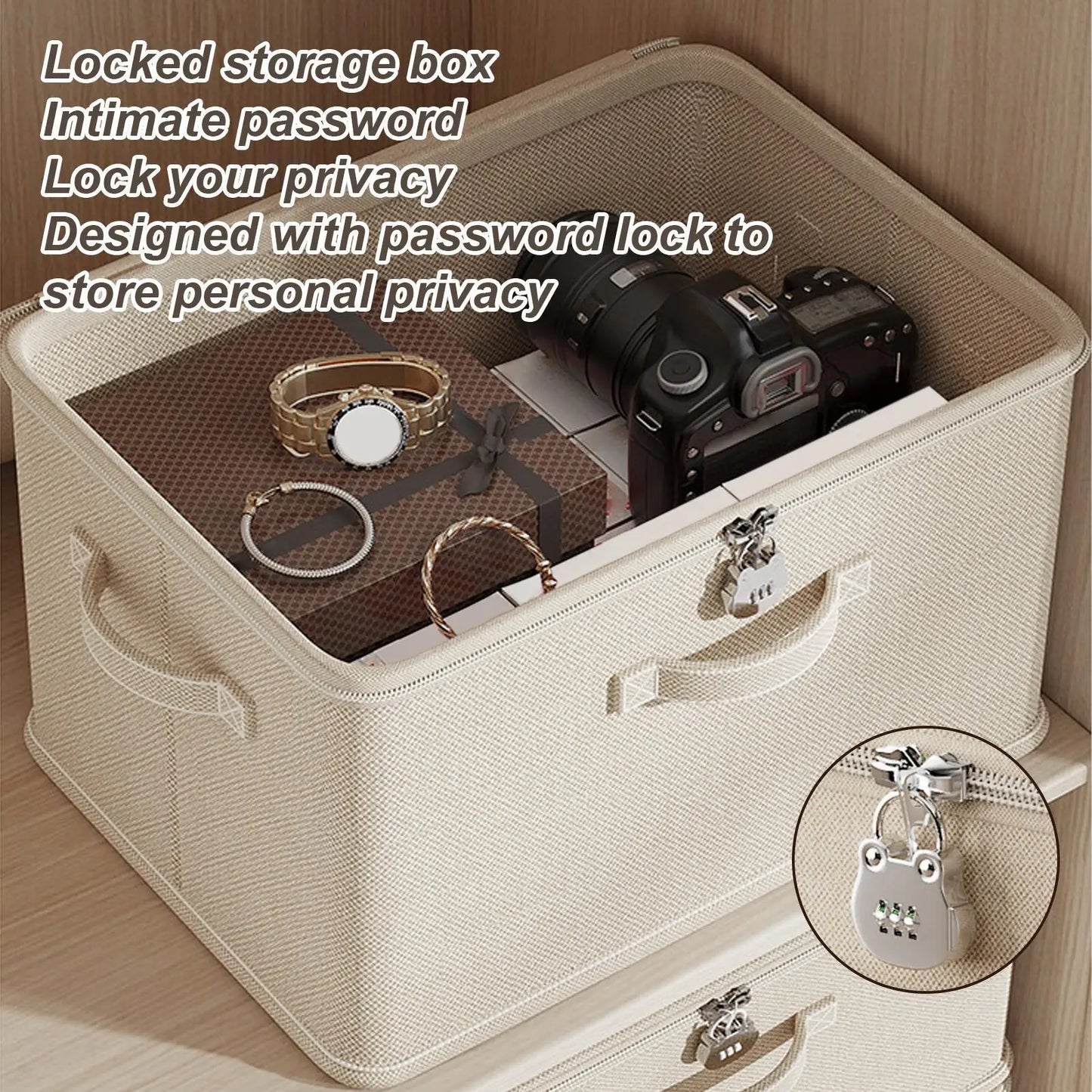 Caja de almacenamiento grande con cerradura, contenedor de almacenamiento apilable seguro con asa, contenedor organizador con bloqueo, cestas de estante lavables para