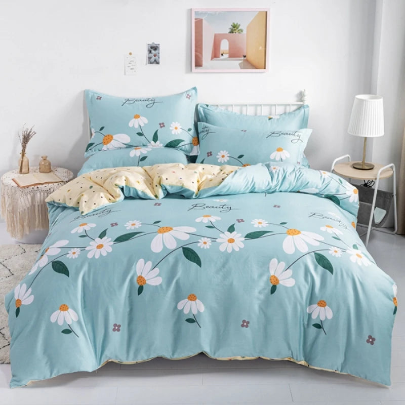 Juego de fundas de edredón 100% de algodón, ropa de cama con estampado de flores, suave y agradable para la piel, 1 unidad, 2 fundas de almohada, 3 unidades