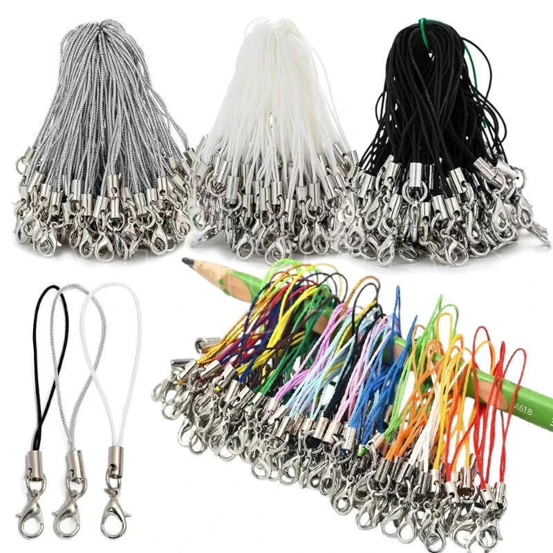 20/50/100 unidades de cordones de seguridad, correas, cierres de langosta, ganchos para llaveros, accesorios para móviles, dijes, colgantes y accesorios para llaveros