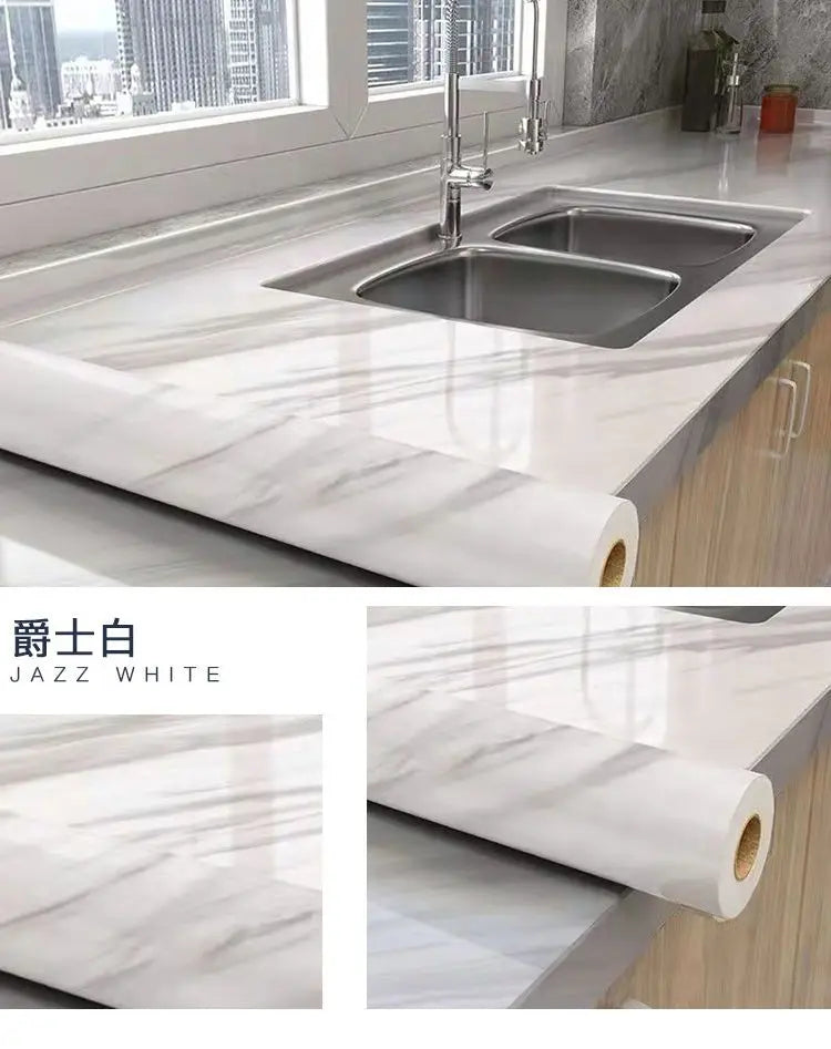 Papel tapiz adhesivo de pared de 80cm de ancho, lámina impermeable a prueba de aceite, pegatina decorativa de mármol, papel decorativo para renovación de baño y cocina