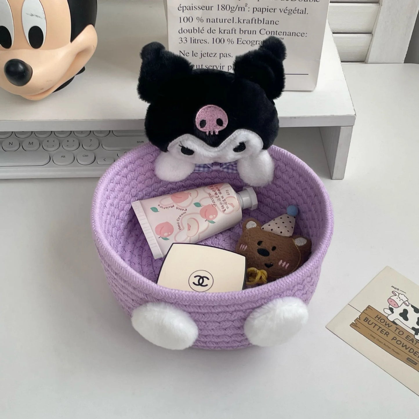 Cesta de almacenamiento Sanrio Hello Kitty Kawaii, bonita caja de almacenamiento para cosméticos y juguetes, caja de almacenamiento para decoración de escritorio Sanrio, 1 ud.