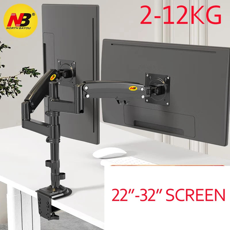 Soporte de Escritorio para Dos Monitores NB H180 de 17'-27' y 22'-32', Brazo con Resorte de Gas, Movimiento Completo, para TV LCD, 2-9kg, 2-12kg, Abrazadera de Doble Brazo