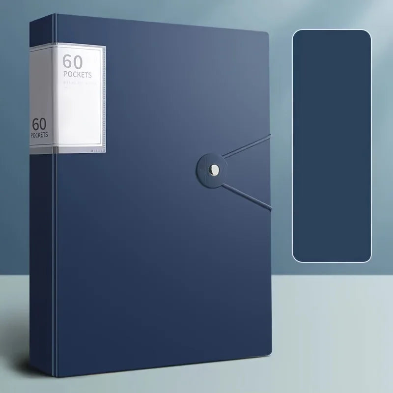 Carpeta A4 de 60 bolsillos para volver a la escuela, Material PP duradero, Ideal para organizar papeles, hogar, escuela, oficina, almacenamiento, folleto impermeable