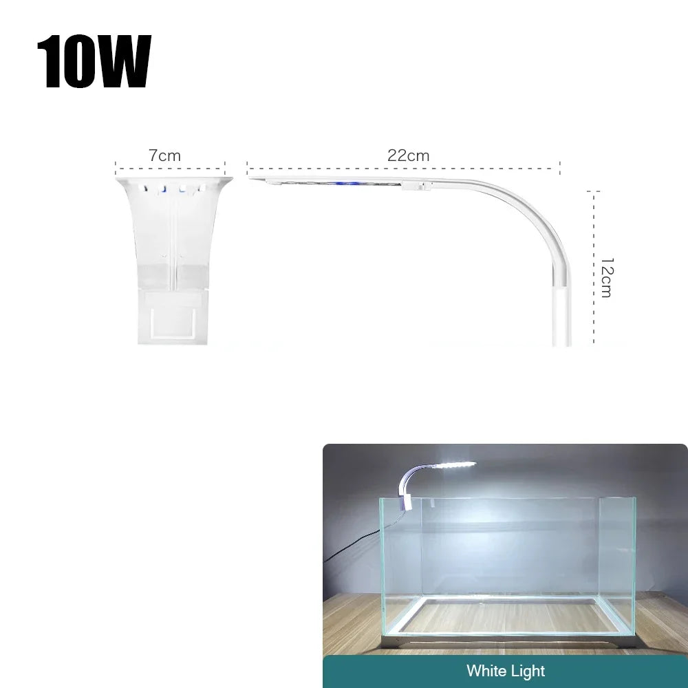 Luz LED súper delgada para acuario, iluminación para plantas, luz de cultivo de 5W/10W/15W, iluminación para plantas acuáticas, lámpara con Clip impermeable para pecera