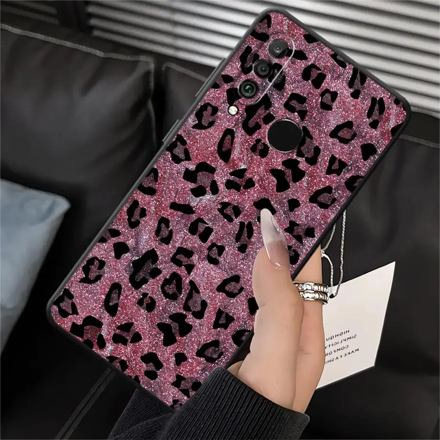 Funda de teléfono para Huawei P30 P20 Pro P20 P40 Lite P20 Lite 2018 P Smart 2019 funda suave patrón de estampado de leopardo de dibujos animados