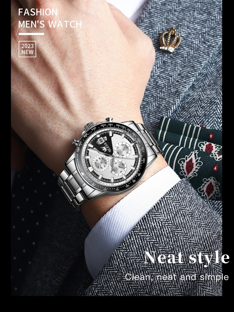 Reloj OLEVS TY705 para Hombre, Reloj de Cuarzo Luminoso de Lujo a Prueba de Agua, Reloj Multifuncional con Cronómetro, Reloj Deportivo Original Exclusivo para Hombre