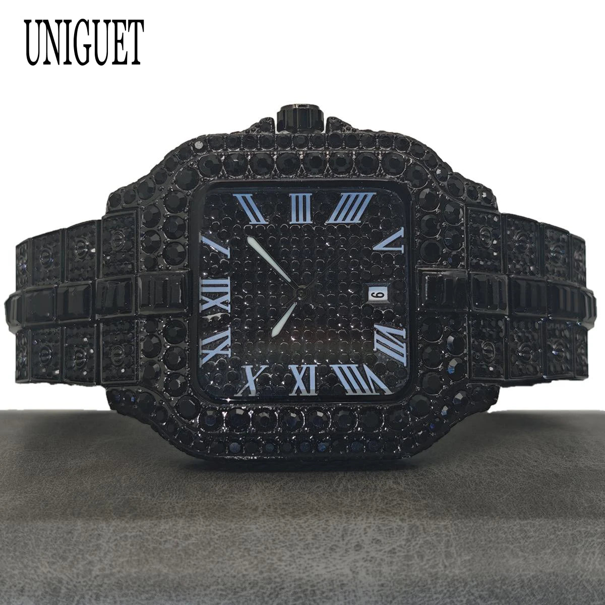 Reloj de pulsera de cuarzo cuadrado para hombre, joyería ostentosa de Hip Hop, marca UNIGUET, joyería ostentosa, moda novedosa, envío directo