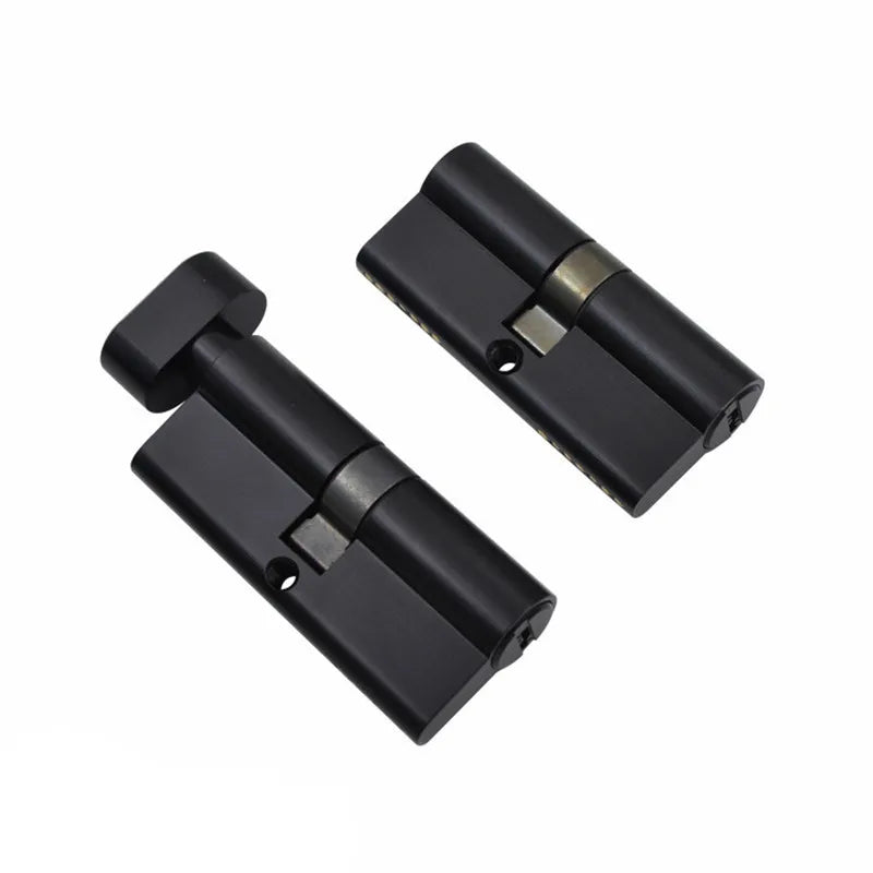 Cilindro de cerradura europeo 60 70 80 90 100MM de longitud totalmente de cobre negro empuje simple/doble abierto con cilindro de cerradura de perilla