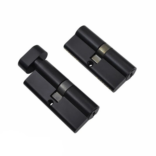 Cilindro de cerradura europeo 60 70 80 90 100MM de longitud totalmente de cobre negro empuje simple/doble abierto con cilindro de cerradura de perilla