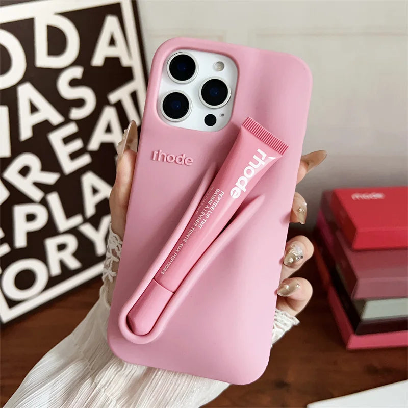 Funda para iPhone 17 16E 16 12 13 14 15 11 Pro Max Plus con diseño de brillo labial de vainilla, espresso y frambuesa Autumn Ribbon Toast