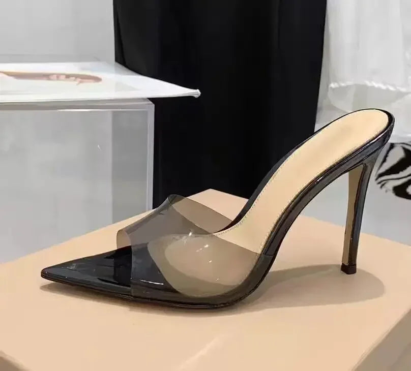 Zapatillas de punta puntiaguda para mujer, zapatos de tacón de aguja de 5cm/8cm/10cm, estilo francés, Sexy, a la moda, talla 46, novedad de verano, 2024