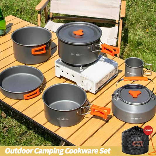 Juego de utensilios de cocina para acampar, juego de utensilios de cocina ultraligeros de aluminio, juego de utensilios de cocina portátiles para viaje con bolsa de almacenamiento