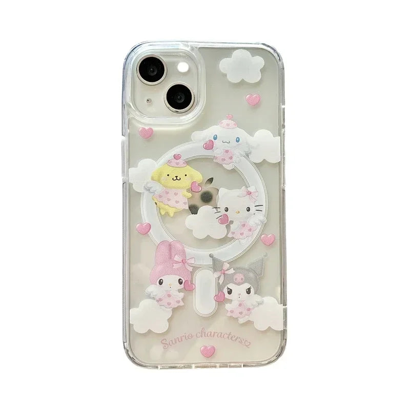 Sanrio Hello Kitty Melody Kuromi soporte magnético Magsafe funda de teléfono con carga inalámbrica para iPhone 16 15 14 13 12 11 Pro Max