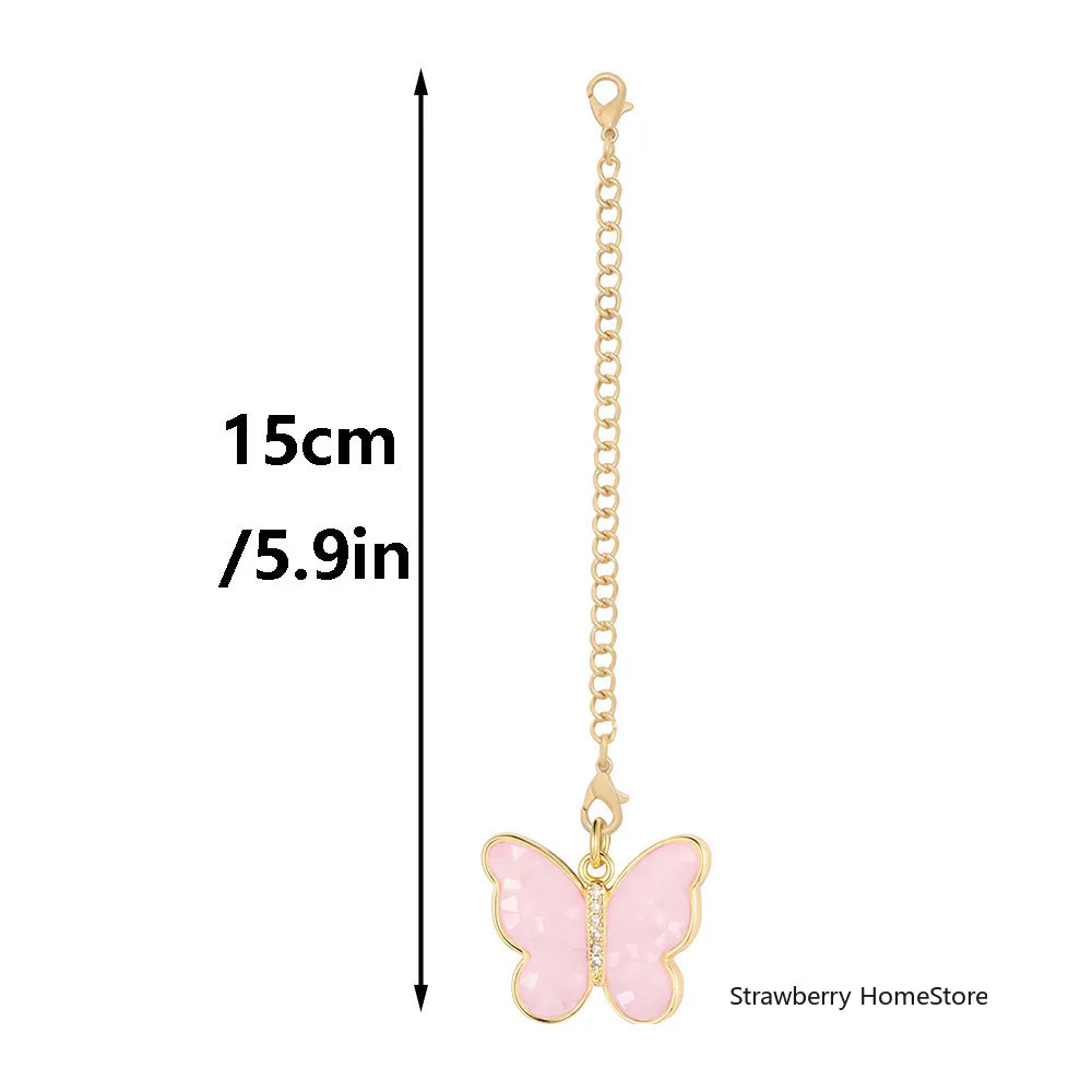 Juego de 3 Cubiertas de Silicona para Vasos con Diseño de Lazo y Cadena de Mariposa Rosa, Accesorios para Vasos de 30/40 oz ﻿