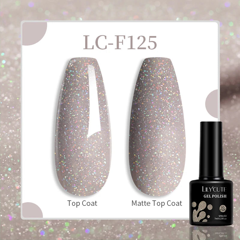 LILYCUTE-esmalte en Gel para uñas, barniz semipermanente para manicura, con LED UV, 129 colores, 7ML